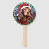 Éventail Cocker Spaniel Vitrail de Noël (Devant)
