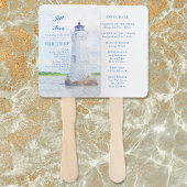 Éventail Cockspur Lighthouse Watercolor Wedding Programme