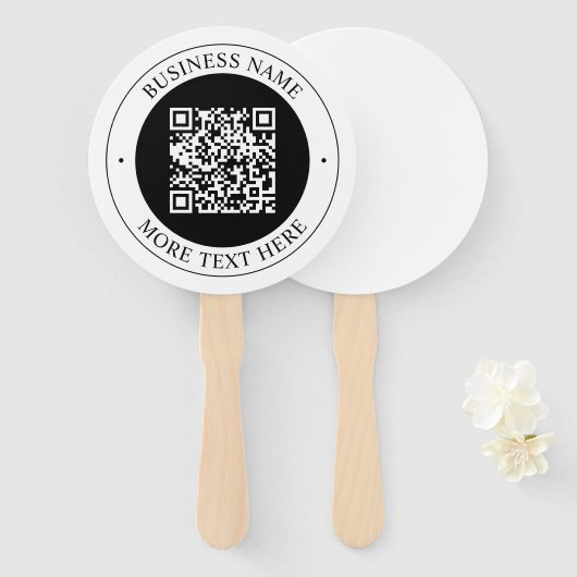 Éventail Code QR avec nom d'entreprise Texte circulaire mod (Devant et derrière)