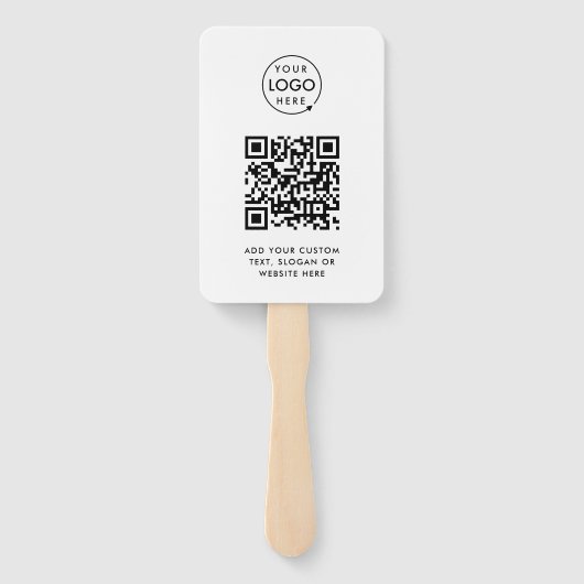 Éventail Code QR | Business Logo Professionnel Simple Blanc (Dos)