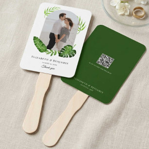 Éventail Code QR de mariage personnalisé avec photo de verd