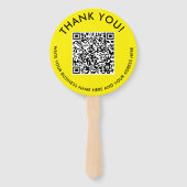 Éventail Code QR numérique scannable photo jaune moderne (Devant)