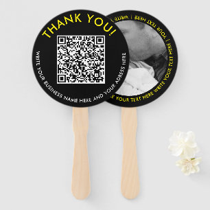Éventail Code QR Photo Site Web Jaune Noir Moderne