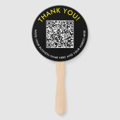 Éventail Code QR Photo Site Web Jaune Noir Moderne (Devant)
