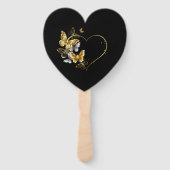 Éventail Coeur aux papillons d'or (Dos)