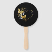Éventail Coeur aux papillons d'or (Dos)