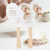 Éventail Cœur Boho Herbe de Pampas Fleur Terracotta Mariage