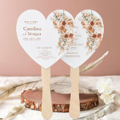 Éventail Cœur Boho Herbe de Pampas Fleur Terracotta Mariage