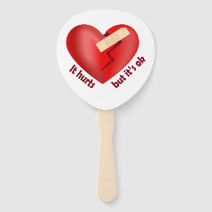 Éventail Coeur brisé guéri avec patch et citation de vie