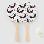 Éventail Coeur d'Halloween avec ailes de chauve-souris noir (Devant et derrière)