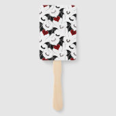 Éventail Coeur d'Halloween avec ailes de chauve-souris noir (Dos)