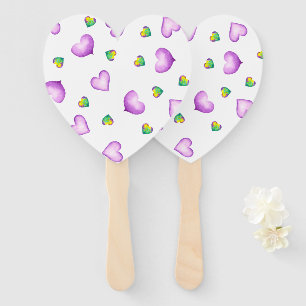 Éventail Coeur mignon violet romantique Saint-Valentin