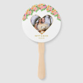 Éventail Coeur romantique et fleurs roses (Dos)