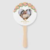 Éventail Coeur romantique et fleurs roses (Devant)