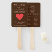 Éventail Coeur rose et Brown (Devant et derrière)