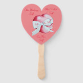 Éventail coeur rouge attaché avec des arcs blancs pour mari (Dos)