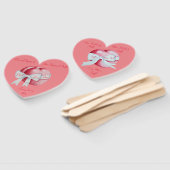 Éventail coeur rouge attaché avec des arcs blancs pour mari (Non-assemblé)