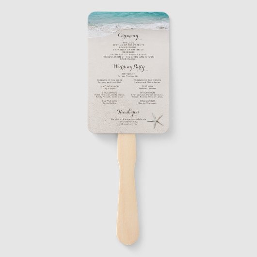 Éventail Coeurs dans le programme de mariage plage de sable (Dos)