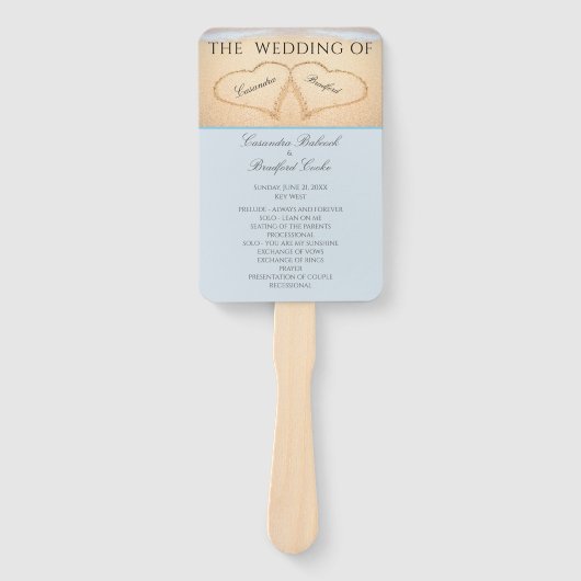 Éventail Cœurs sur le programme de cérémonie de mariage sur (Devant)