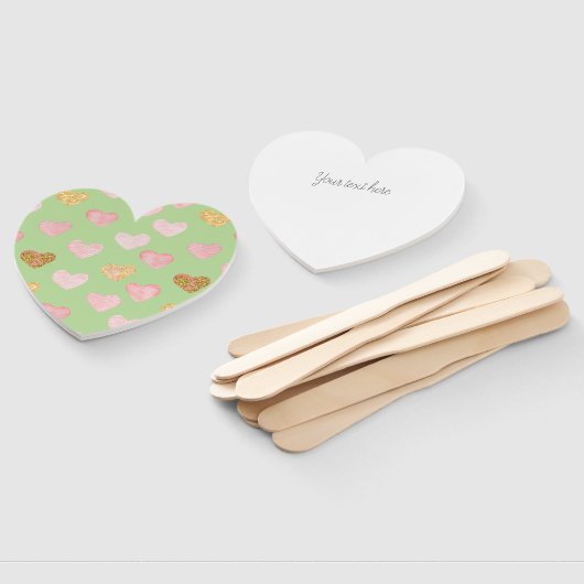 Éventail Coeurs texturés Ventilateurs à main à motifs (Non-assemblé)