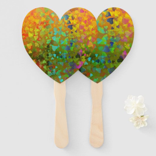 Éventail Coeurs tombants Orange (Devant et derrière)