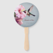 Éventail Colibri et Mariage d'Hibiscus | Bleu (Devant)