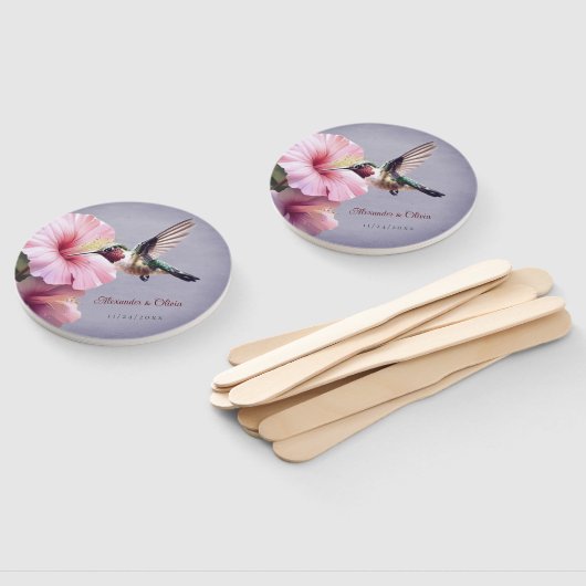 Éventail Colibri et Mariage d'Hibiscus | Pourpre (Non-assemblé)