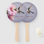 Éventail Colibri et Mariage d'Hibiscus | Pourpre (Devant et derrière)