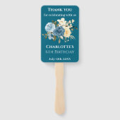 Éventail Collage photo turquoise Fleur bleu jaune 6e annive (Dos)