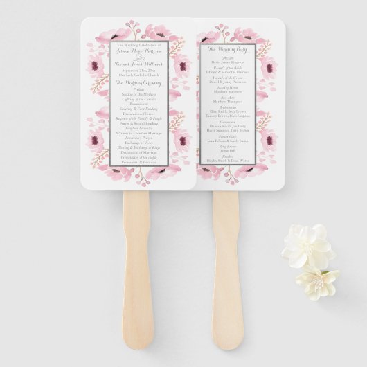 Éventail Collection de Mariages floraux rose-printemps (Devant et derrière)