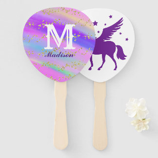 Éventail Colorée Or Speckled violet Unicorn Anniversaire