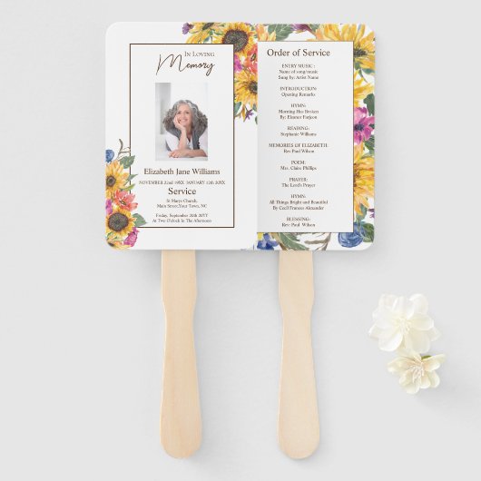 Éventail Commande de service floral en mémoire aimante (Devant et derrière)