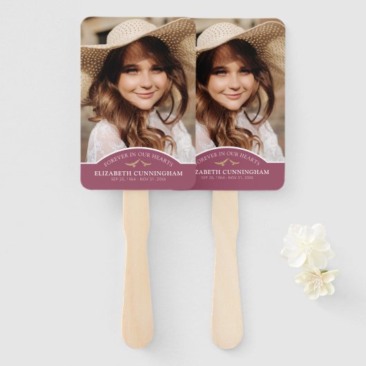 Éventail Commémoration funéraire classique photo personnali (Devant et derrière)