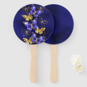 Éventail Composition avec papillons Sapphire (Devant et derrière)