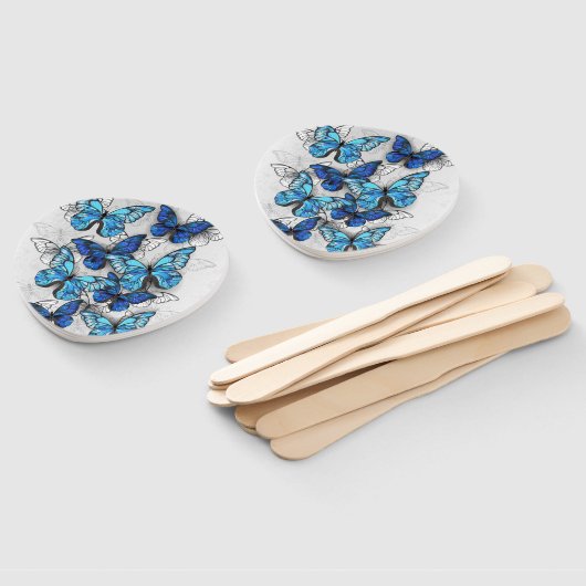 Éventail Composition des White and Blue Butterflies (Non-assemblé)