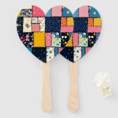Éventail Conception de Patchwork adorable, Motif Joueur (Devant et derrière)