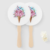 Éventail Cône rose Sakura crème glacée gaufre (Devant et derrière)