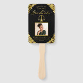 Éventail Confetti d'or noir 2 Photo Law School Graduation (Devant)