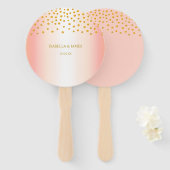 Éventail Confettis dorés sur fond doré rose (Devant et derrière)