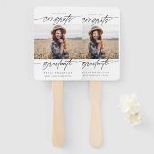 Éventail Congrats Modernes Grad Grad Graduation Script Phot (Devant et derrière)