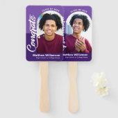 Éventail Congrats Violet Grad 2 Photos Arch Gras Script (Devant et derrière)