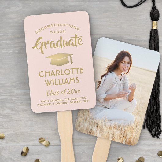 Éventail Congratulations Graduate 1 Photo Blush Pink & Gold