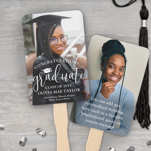 Éventail Congratulations Modern Script 2 Photo Graduation