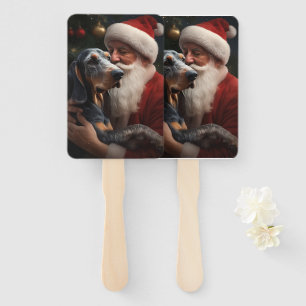 Éventail Coonhound Bluetick avec Noël au Père Noël