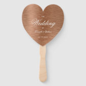 Éventail Copper Heart Elegant White Script Wedding Programm (Devant)