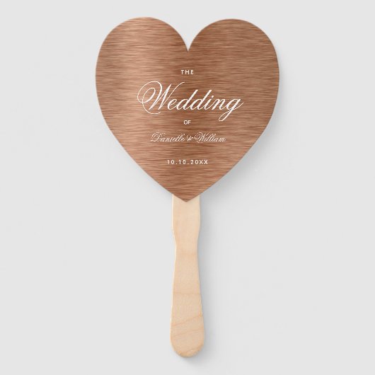 Éventail Copper Heart Elegant White Script Wedding Programm (Devant)