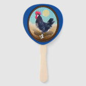 Éventail Coq Minorque Ovale Vintage (Dos)