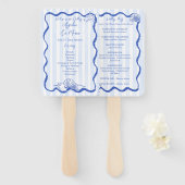Éventail Coquillages bleu ondulé bordé programme de mariage (Devant et derrière)