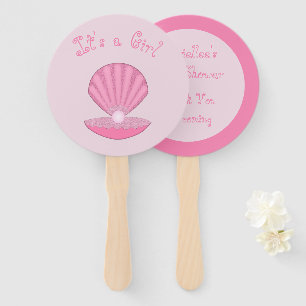 Éventail Coquille d'huîtres pour fille rose et Baby shower 