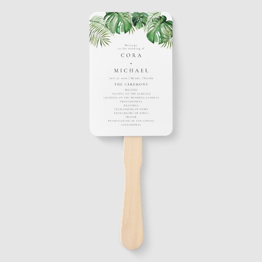 Éventail CORA Tropical Beach Destination Wedding Program (Devant)